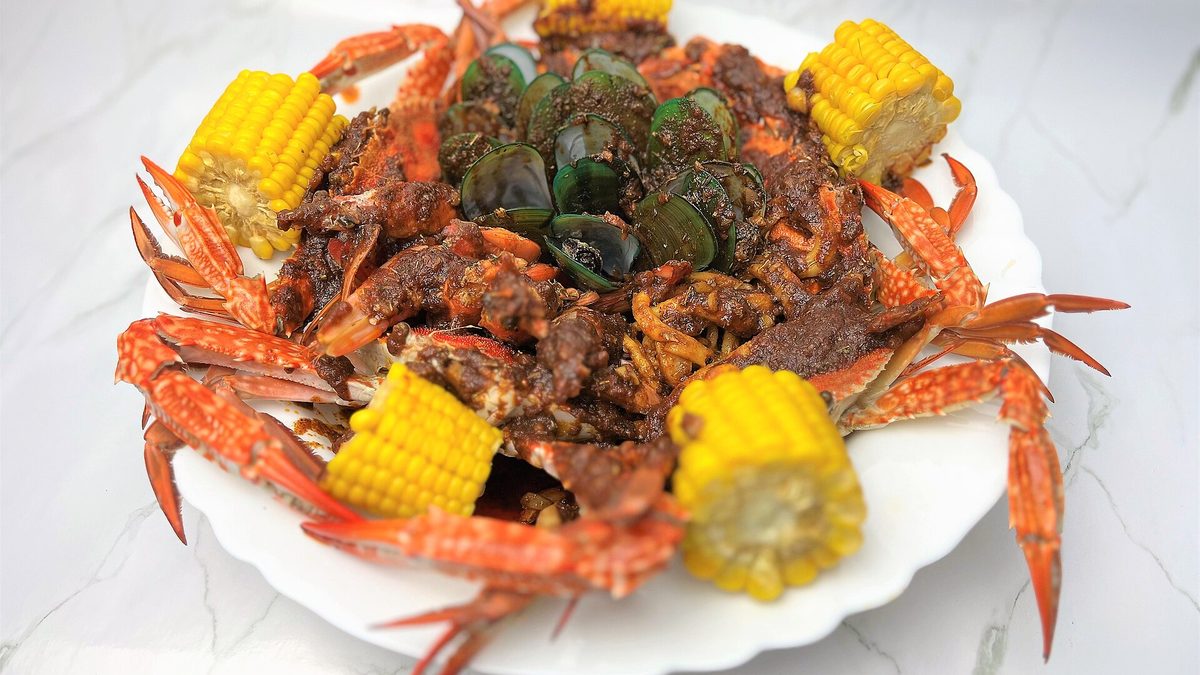 Seafood boil, representative of the buffet