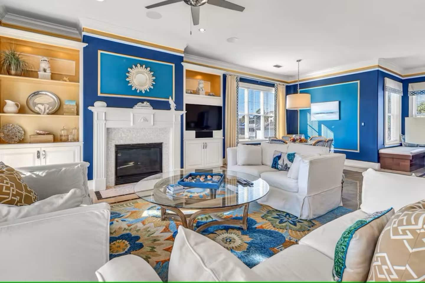 Living room with fireplace